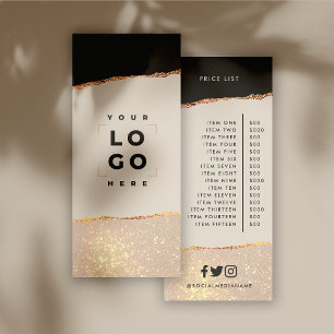 バラ金ゴールドグリッターピンクと黒の価格表ガーリー ラックカード