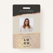 バラ金ゴールドグリッターピンクと黒ガーリー色 バッジ (正面)