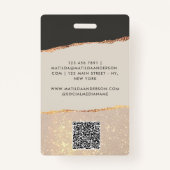 バラ金ゴールドグリッターピンクと黒ガーリー色 バッジ (裏面)