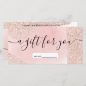 バラ金ゴールドグリッターピンクのギフト証明書 (正面/裏面)
