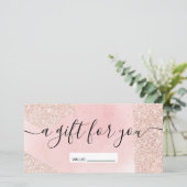 バラ金ゴールドグリッターピンクのギフト証明書 (スタンド正面)