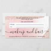 バラ金ゴールドグリッターピンクのギフト証明書 (裏面)