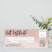 バラ金ゴールドグリッターピンクのシックなギフト証明書ロゴ (スタンド正面)