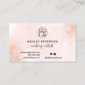 バラ金ゴールドグリッターピンクのブラシストロークのロゴメイク 名刺 (裏面)