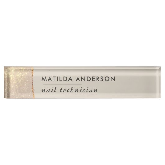 バラ金ゴールドグリッターピンクガーリーエレガントシック デスクネームプレート (正面)