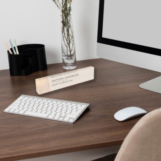 バラ金ゴールドグリッターピンクガーリーエレガントシック デスクネームプレート