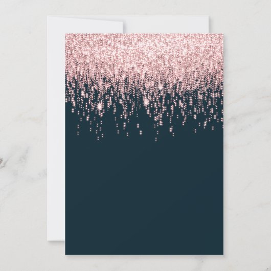 バラ金ゴールドグリッターピンクキンセアニラ15誕生日 招待状 (裏面)