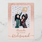 バラ金ゴールドグリッターピンクグラデーションの写真my bridesmaid 箔招待状 (正面)