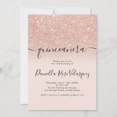 バラ金ゴールドグリッターピンクグラデーションキンセアニェラ 招待状 (正面)