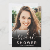 バラ金ゴールドグリッターピンクグラデーション5フォトブライダルシャワー 招待状 (正面)