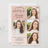 バラ金ゴールドグリッターピンクグラデーション5フォトブライダルシャワー 招待状 (裏面)