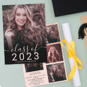 バラ金ゴールドグリッターピンクグラデーション5枚の写真の卒業 招待状