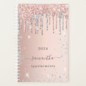 バラ金ゴールドグリッターピンクシルバー名2025 プランナー手帳 (正面)