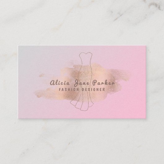 バラ金ゴールドグリッターピンクシーストレスファッション設計者 名刺 (正面)