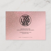 バラ金ゴールドグリッターピンクスクリプトお客様ありがとうございます 名刺 (裏面)
