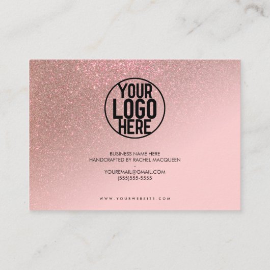 バラ金ゴールドグリッターピンクスクリプトお客様ありがとうございます 名刺 (裏面)