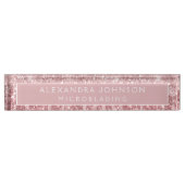 バラ金ゴールドグリッターピンクスパークルマイクロブラディング デスクネームプレート (正面)