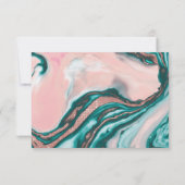 バラ金ゴールドグリッターピンクティール(緑がかった色)渦巻形のマ絵を描ーブル セーブザデート (裏面)