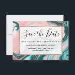 バラ金ゴールドグリッターピンクティール（緑がかった色）渦巻形のマ絵を描ーブル セーブザデート<br><div class="desc">シックモダン、シック、およびプリエレガントントされたバラ金ゴールドのシークイングリッターとピンク、白ガーリー、ティール（緑がかった色）の緑と大理石のパタ絵を描ーン。</div>