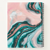 バラ金ゴールドグリッターピンクティール（緑がかった色）渦巻形のマ絵を描ーブル ノートブック (裏面)