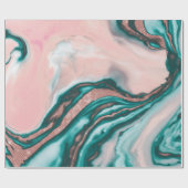 バラ金ゴールドグリッターピンクティール(緑がかった色)渦巻形のマ絵を描ーブル ラッピングペーパー (フラット)