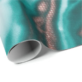 バラ金ゴールドグリッターピンクティール(緑がかった色)渦巻形のマ絵を描ーブル ラッピングペーパー (ロールコーナー)