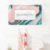 バラ金ゴールドグリッターピンクティール（緑がかった色）渦巻形のマ絵を描ーブル 横断幕 (インサイチュ)