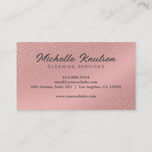 バラ金ゴールドグリッターピンクハウス清掃サービス 名刺 (裏面)