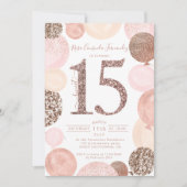 バラ金ゴールドグリッターピンクバルーンキンセアニェラ写真 招待状 (正面)