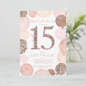 バラ金ゴールドグリッターピンクバルーンキンセアニェラ写真 招待状 (スタンド正面)