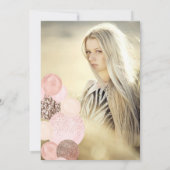 バラ金ゴールドグリッターピンクバルーンキンセアニェラ写真 招待状 (裏面)