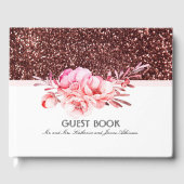 バラ金ゴールドグリッターピンクフローラブーケ結婚ス ゲストブック (正面)