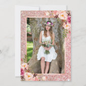 バラ金ゴールドグリッターピンクフローラ卒業パーティー 招待状 (裏面)