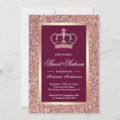 バラ金ゴールドグリッターピンクプリンセスSweet sixteen 招待状 (正面)