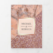 バラ金ゴールドグリッターピンクマーブルオールインワン結婚ズ 三つ折り招待状 (カバー)