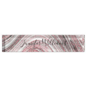 バラ金ゴールドグリッターピンクマーブルスパークリスタイリッシュー デスクネームプレート (正面)