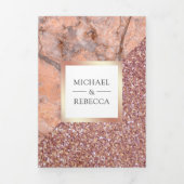 バラ金ゴールドグリッターピンクマーブルフォト結婚ズ 三つ折り招待状 (カバー)
