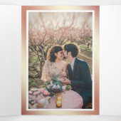 バラ金ゴールドグリッターピンクマーブルフォト結婚ズ 三つ折り招待状 (内部中)