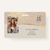 バラ金ゴールドグリッターピンクモダンガーリーバエレガントッジ バッジ (正面)