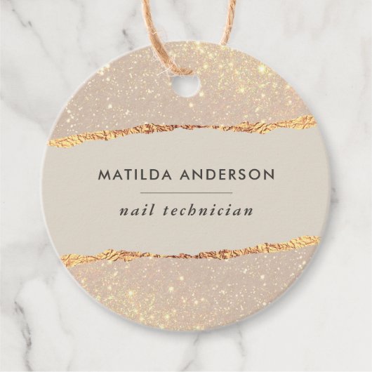 バラ金ゴールドグリッターピンクモダン予算 フェイバータグ (正面)