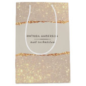 バラ金ゴールドグリッターピンクモダン予算 ミディアムペーパーバッグ (正面)