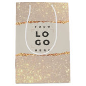 バラ金ゴールドグリッターピンクモダン予算 ミディアムペーパーバッグ (正面)