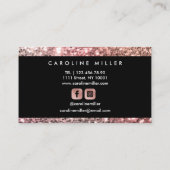 バラ金ゴールドグリッターピンクモノグラム美しいサロン 名刺 (裏面)