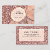 バラ金ゴールドグリッターピンク大理石サロン化粧アーティスト 名刺 (正面/裏面)