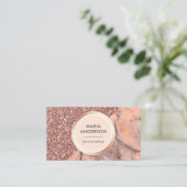 バラ金ゴールドグリッターピンク大理石サロン化粧アーティスト 名刺 (スタンド正面)