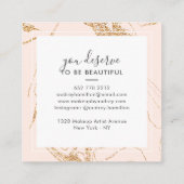 バラ金ゴールドグリッターピンク白エレガント大理石化粧 スクエア名刺 (裏面)