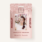 バラ金ゴールドグリッターピンク美しいサロンメイク バッジ (正面)