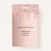 バラ金ゴールドグリッターピンク美しいサロンメイク バッジ (裏面)