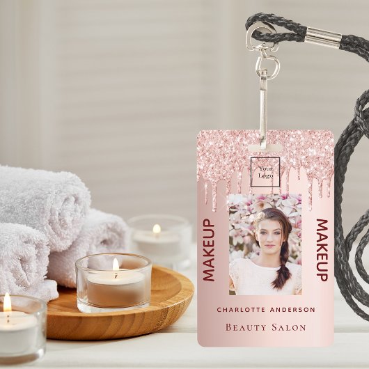 バラ金ゴールドグリッターピンク美しいサロンメイク バッジ