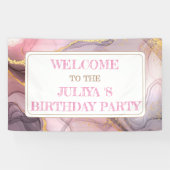 バラ金ゴールドグリッターピンク誕生日へようこそ 横断幕 (横)